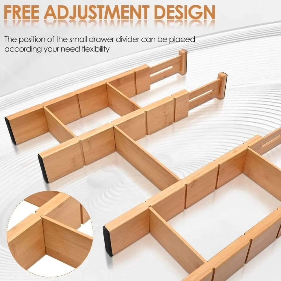 4-Piece Adjustable Bamboo Drawer Divider Set with Inserts