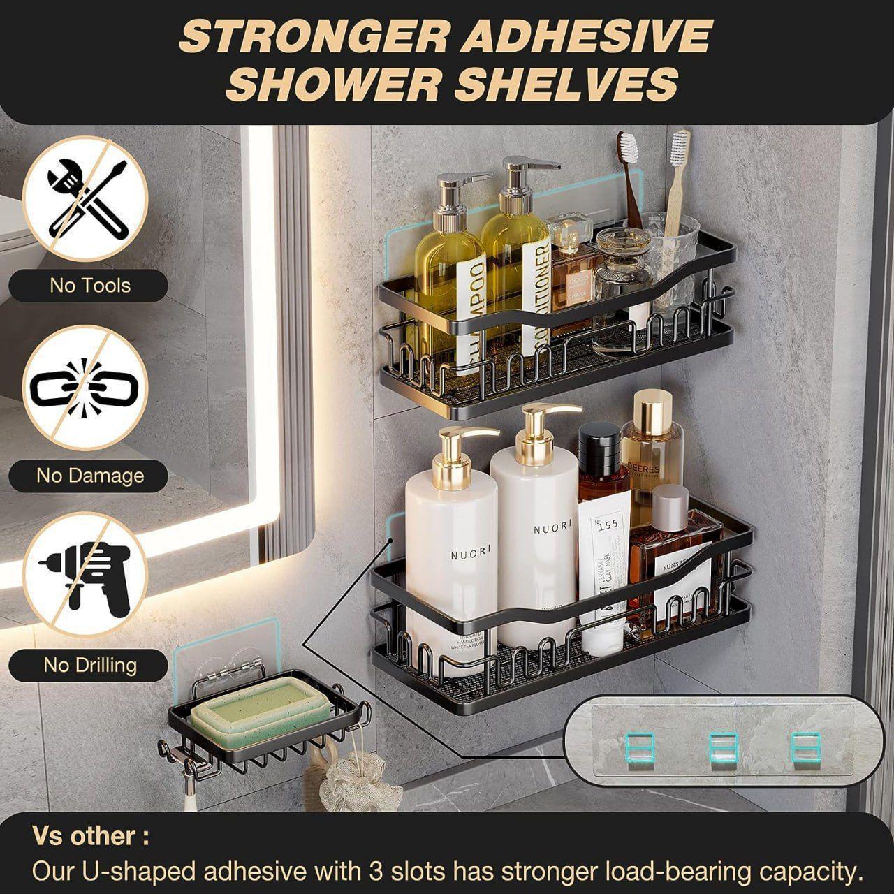 3-Piece No-Drill Rustproof Shower Caddy Set