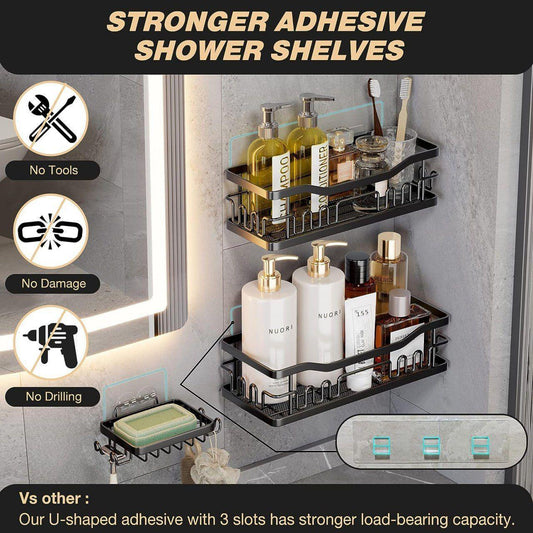 3-Piece No-Drill Rustproof Shower Caddy Set