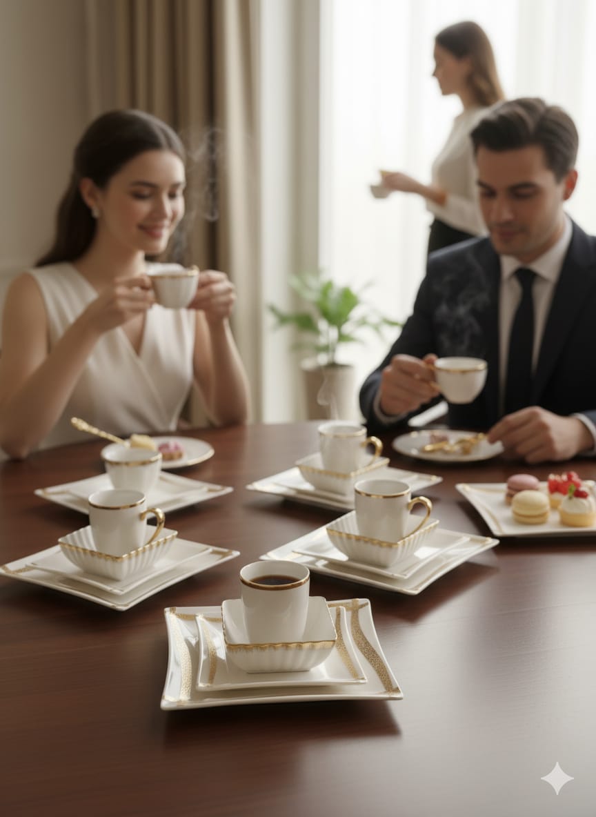 24-Piece Gold Line Porcelain Dinner Set