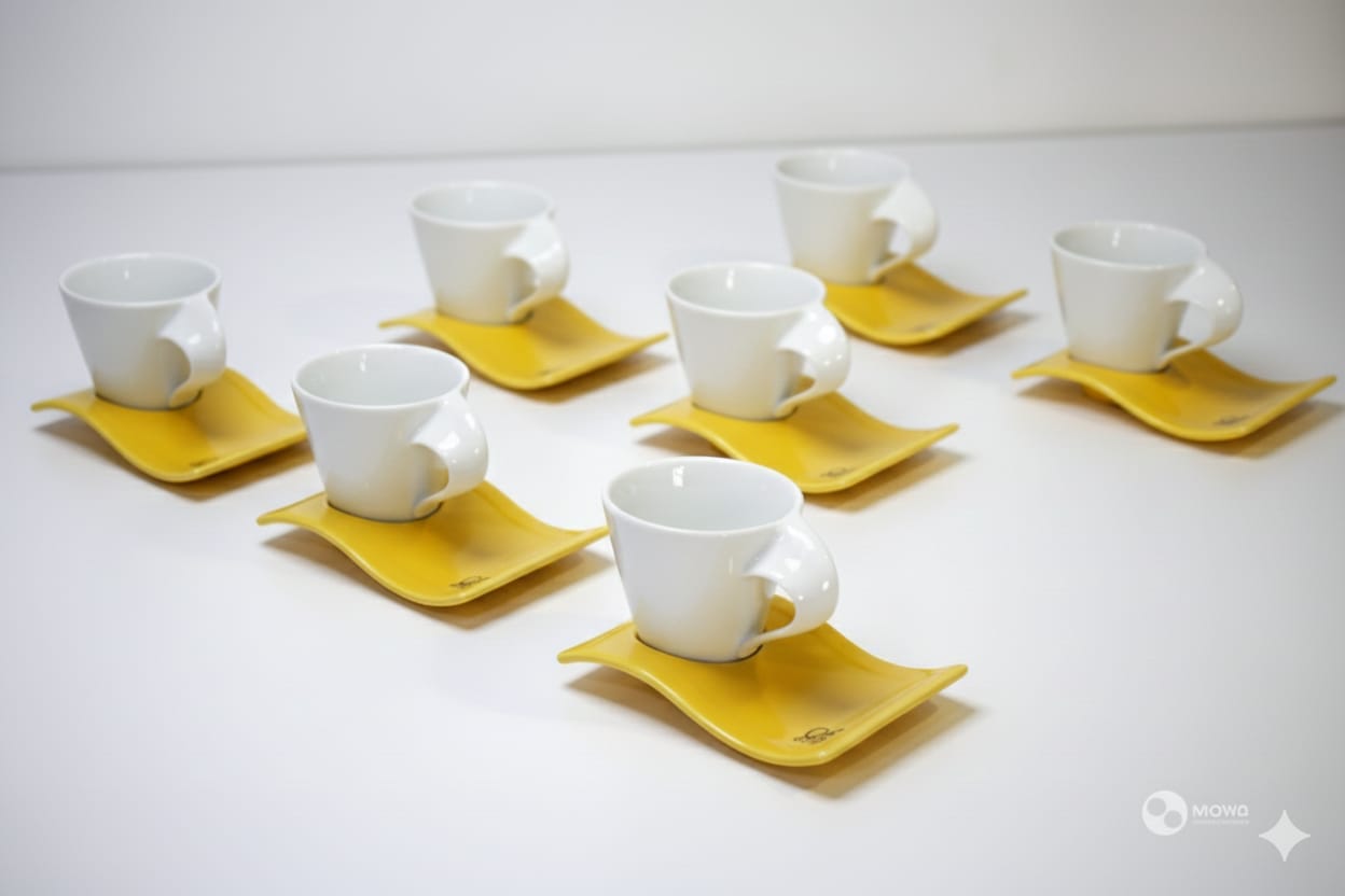 Fancy Colored Espresso Cup & Saucer Set – 6 Pieces