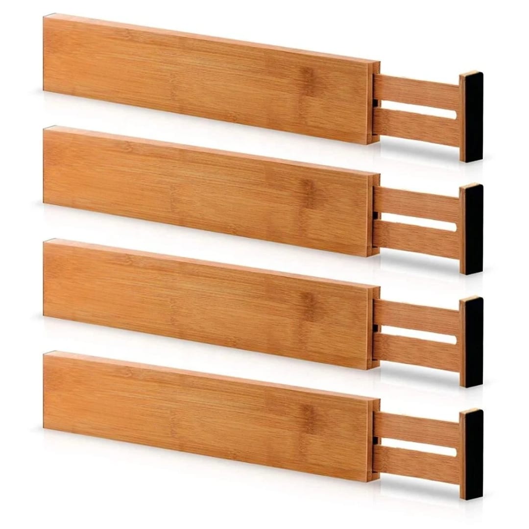 4-Set Adjustable Bamboo Drawer Dividers