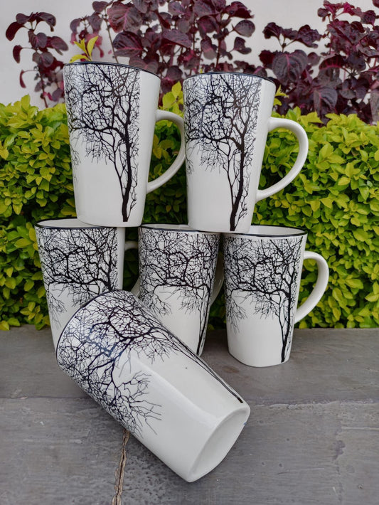 Set of 6 Black Tree Mugs