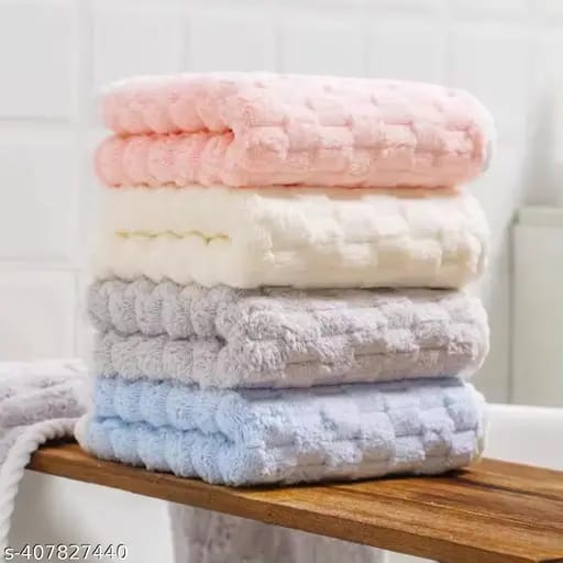 Coral Velvet Cloud Grid Kitchen Hand Towels