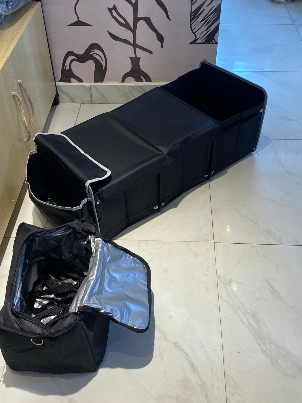 2-in-1 Collapsible Car Boot Organizer with Insulated Cooler Bag – 90cm