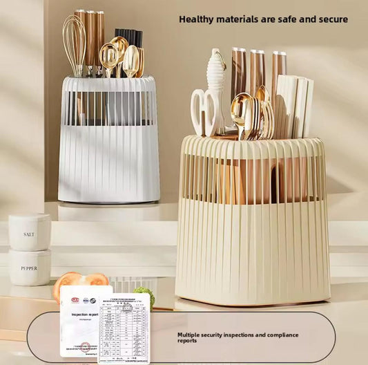 Multi-Functional Rotating Knife and Utensil Rack