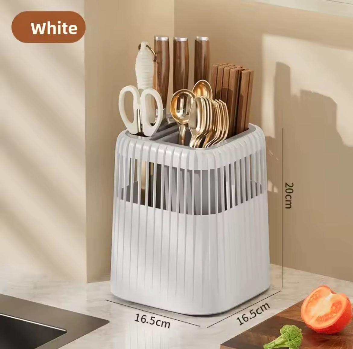 Multi-Functional Rotating Knife and Utensil Rack