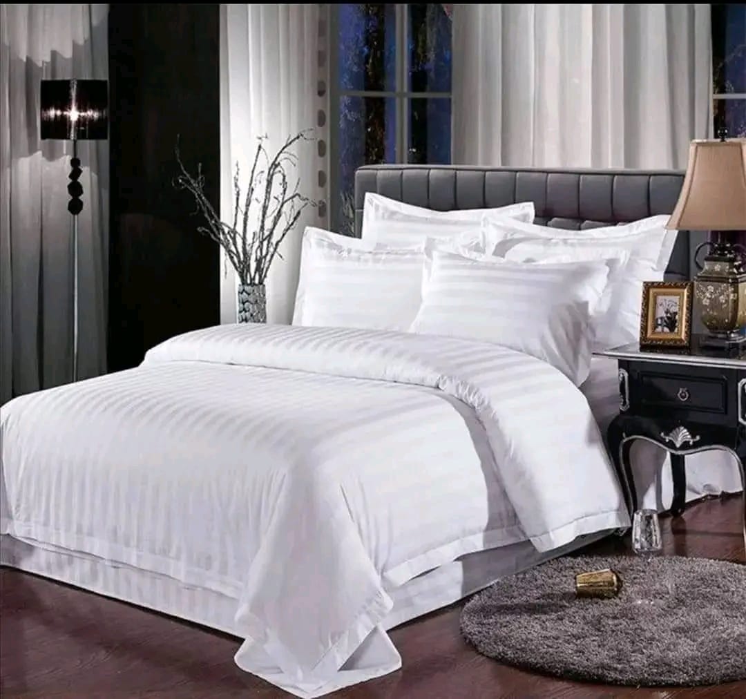 White Striped Cotton Duvet Cover Set – 4pcs