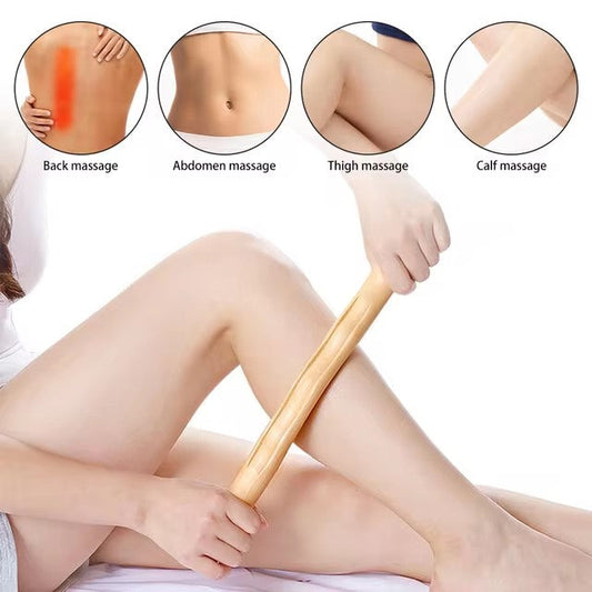 Wooden Gua Sha Stick Body Massage Tool Abdominal Cellulite Massage Backpain Relief Wood Therapy Massage Cup 8 Beads Handheld