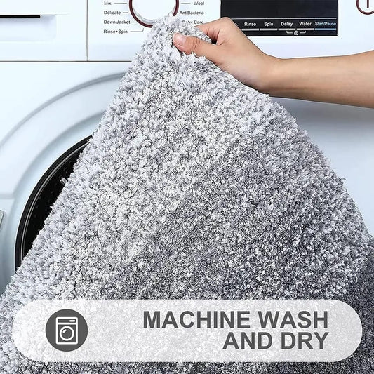 Thick Plush Bathroom Rug Non Slip Bath Mat Water Absorbent Soft Microfiber Shaggy Bathroom Mat Machine Washable Toilet Bath Rug