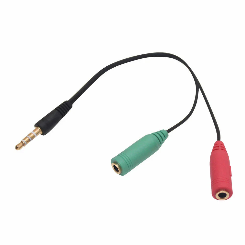 3.5mm Audio Splitter Cable – Dual Mic & Headphone Jack Adapter for PC, Laptop, and Headset