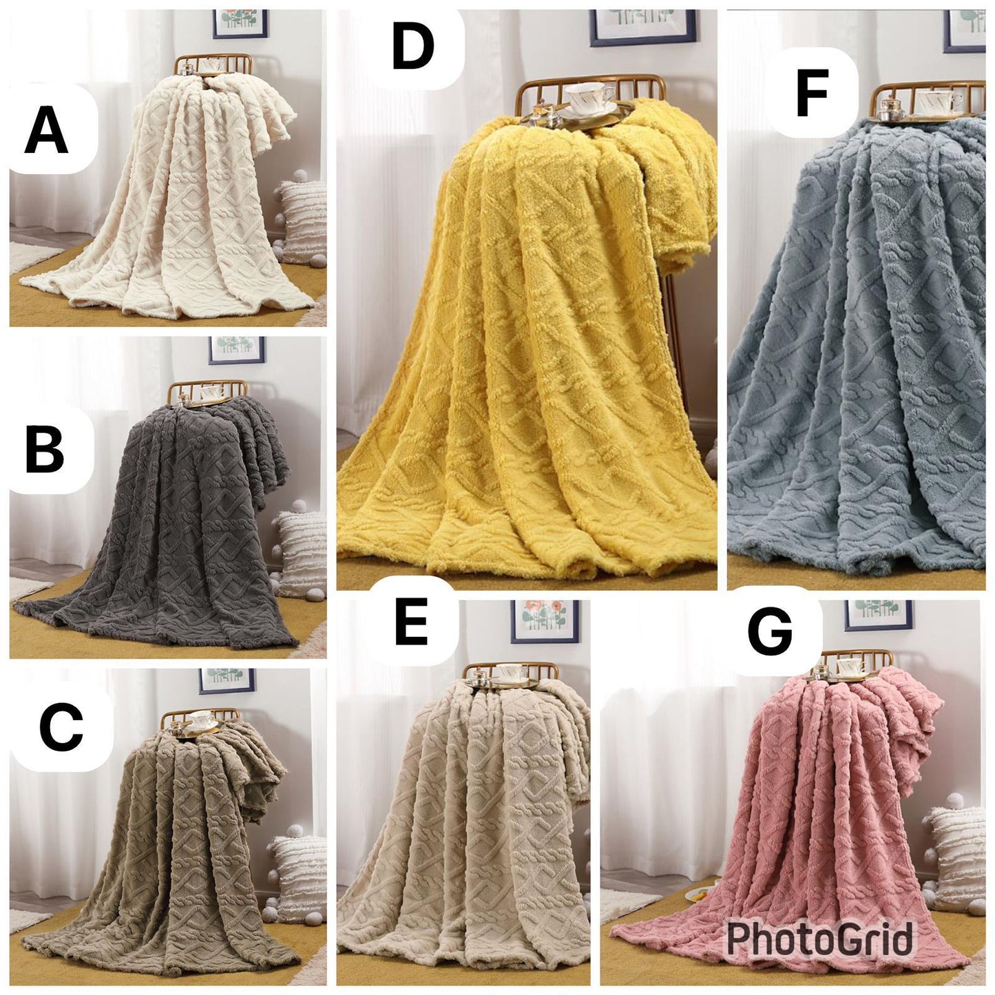 Solid Color Flannel Reversible Plush Blanket
