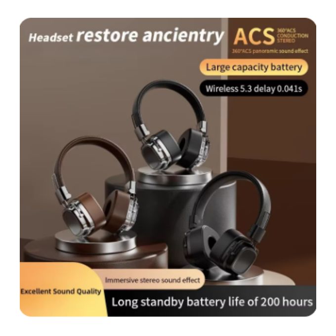 Retro Classic Over-Ear Bluetooth 5.3 Headphones – Studio Stereo Wireless Headset with Touch Control & Type-C Charging