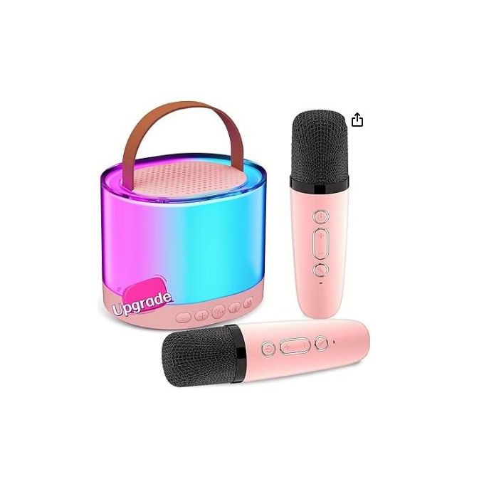 Portable Bluetooth Speaker with Dual Wireless Microphones & LED Lights – Karaoke Speaker System