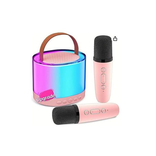 Portable Bluetooth Speaker with Dual Wireless Microphones & LED Lights – Karaoke Speaker System