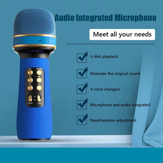 2-in-1 Wireless Bluetooth Microphone & Speaker – Voice Changer, Karaoke Mic with Echo & LED