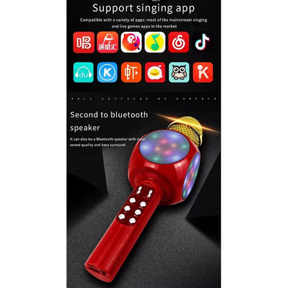 WS1816 High-Quality Wireless Karaoke Microphone with LED Lights – Bluetooth Handheld Speaker Mic