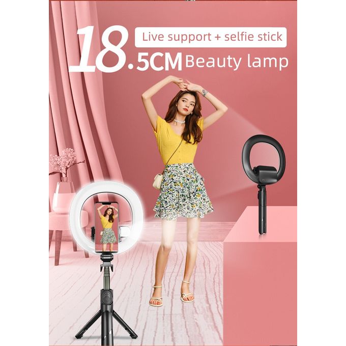 7.5-Inch Dual Ring Light with Adjustable Selfie Stick – Portable LED Beauty Lamp for Live Streaming & Photography