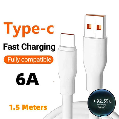 6A USB to Type-C Fast Charging Cable – 1.5 Meters, High-Speed Data & Power Transfer