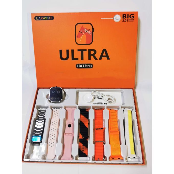 ULTRA Smart Watch – 7-in-1 Strap Combo with 2.01-Inch Display, Fitness Tracker & Wireless Charger