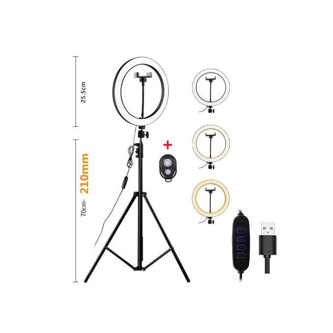 10-Inch LED Ring Light with 2M Adjustable Tripod Stand & Bluetooth Remote