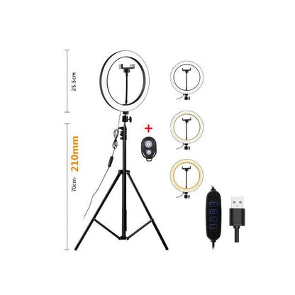 10-Inch LED Ring Light with 2M Adjustable Tripod Stand & Bluetooth Remote