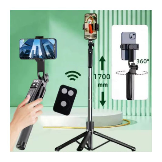 1.7M 360° Rotating Stable Selfie Stick Tripod with Bluetooth Remote – For TikTok, Outdoor & Live Broadcasting