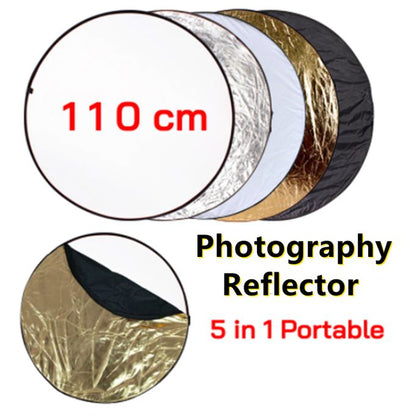 110 cm 5-in-1 Collapsible Photography Reflector – Portable Light Diffuser for Studio & Outdoor Shoots