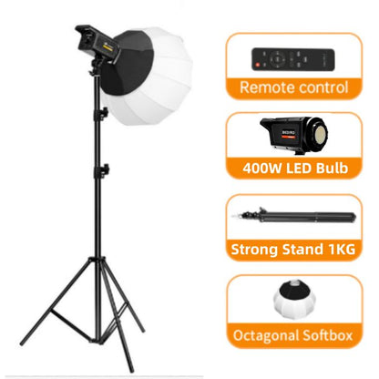 65CM Spherical Bowens Softbox with 400W LED Light + 2M Strong Stand for Film-Making & Video Shoots