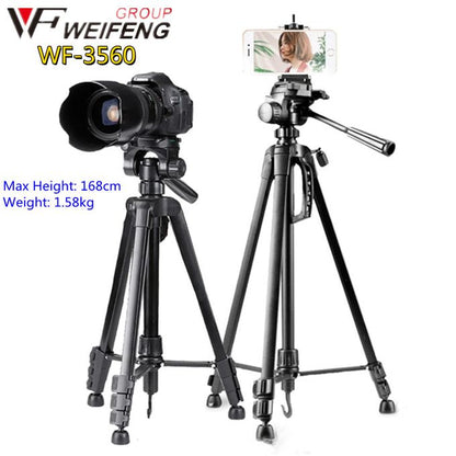Weifeng WF-3560 Professional Tripod Stand for DSLR/SLR Camera & Phone – Height 168cm