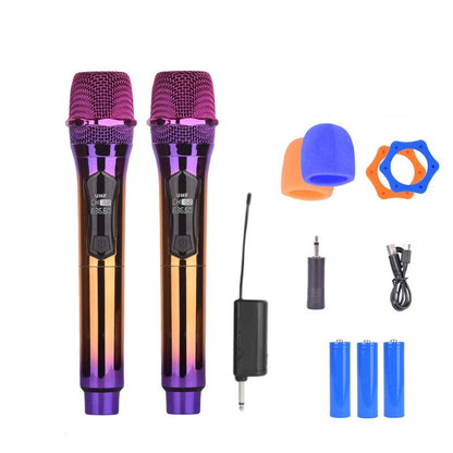 Wireless Dual Microphone Set – Handheld Dynamic Mic System with Rechargeable Receiver (UHF)