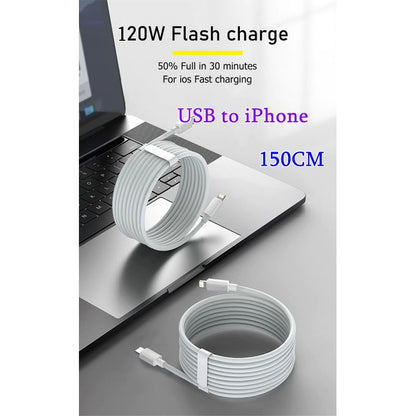 Sokany 120W Fast Charging Lightning Cable – 1.5M USB to iPhone/iPad Data Cable