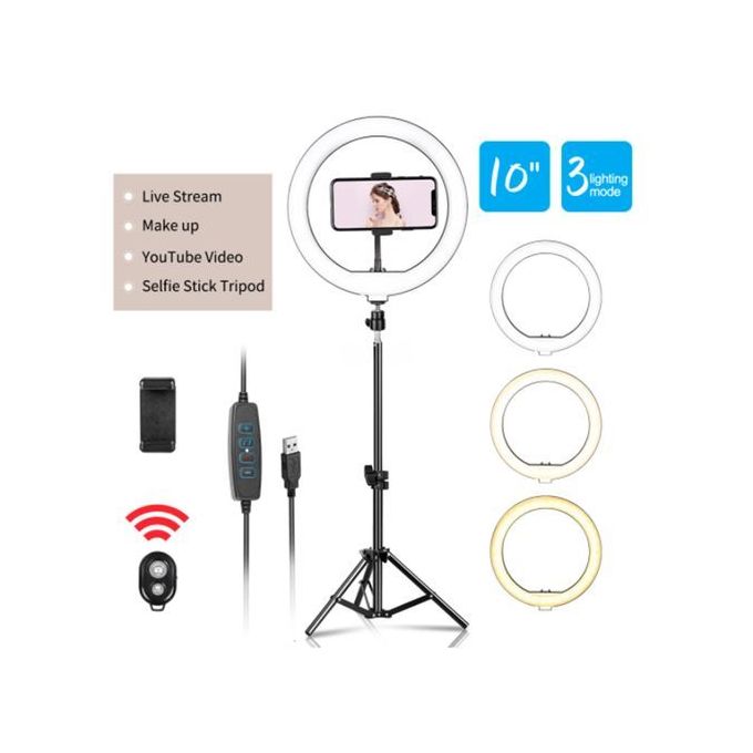 10-Inch LED Ring Light with 2M Adjustable Tripod Stand & Bluetooth Remote