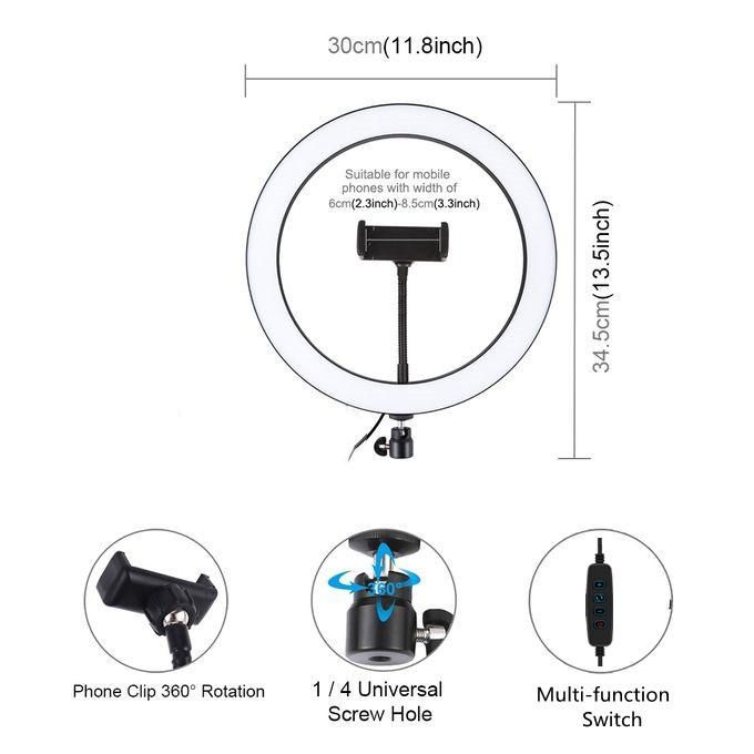 12-Inch LED Ring Light with 2 M Adjustable Tripod Stand & Bluetooth Remote