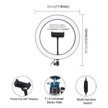 12-Inch LED Ring Light with 2 M Adjustable Tripod Stand & Bluetooth Remote
