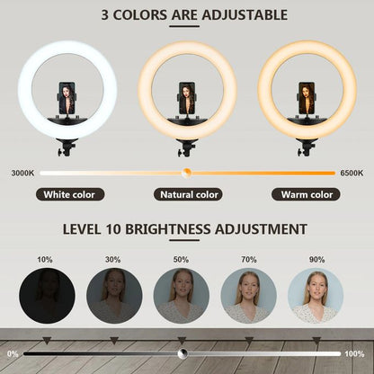14-Inch LED Ring Light with 2.1M Adjustable Tripod Stand & Bluetooth Remote – 3 Lighting Modes
