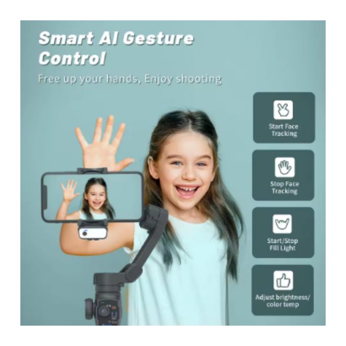 L9 AI Face Tracking 3-Axis Handheld Smartphone Gimbal Stabilizer with Extendable Arm