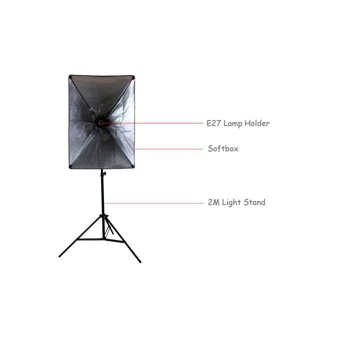 Photo Studio Softbox Lighting Kit with 2M Adjustable Tripod Stand + LED Bulb