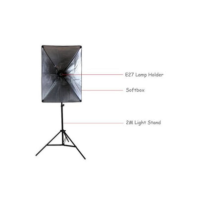 Photo Studio Softbox Lighting Kit with 2M Adjustable Tripod Stand + LED Bulb