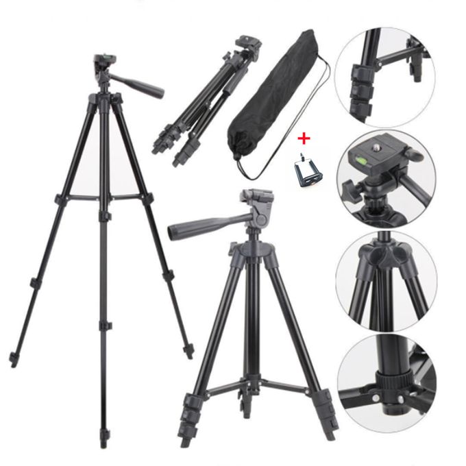 3120 Adjustable Phone & Camera Tripod Stand with Universal Clip Holder