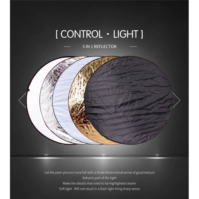 110 cm 5-in-1 Collapsible Photography Reflector – Portable Light Diffuser for Studio & Outdoor Shoots