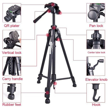 Weifeng WF-3560 Professional Tripod Stand for DSLR/SLR Camera & Phone – Height 168cm