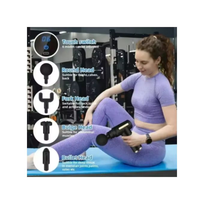 USB Mini Massage Gun – Fascia Muscle Relaxation Gun, Deep Tissue Vibration Therapy, 4 Heads