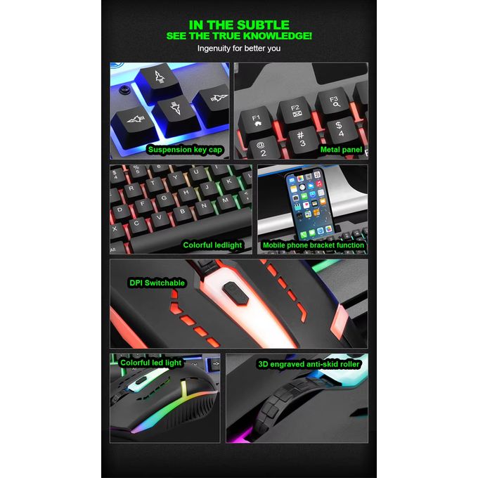 Limeide Wired Gaming Keyboard & Mouse Set – RGB Backlight Metal Panel Combo