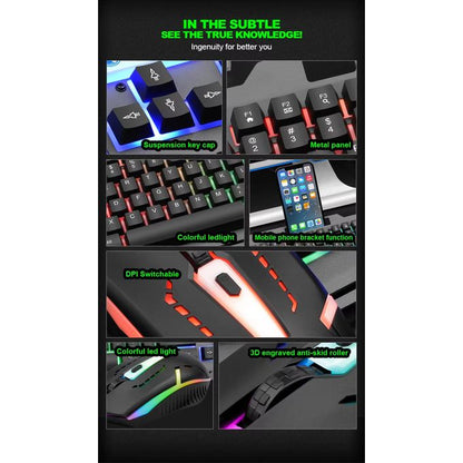 Limeide Wired Gaming Keyboard & Mouse Set – RGB Backlight Metal Panel Combo