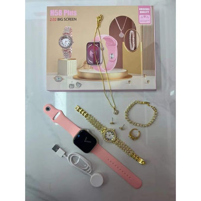 H58 Plus Smart Watch Gift Set for Women – 2.02 Inch Screen with Jewelry Accessories