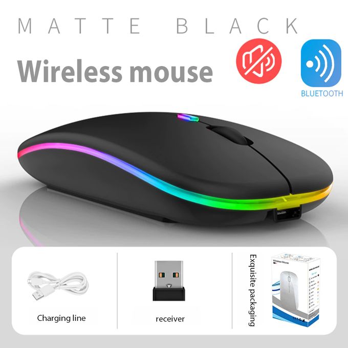 Wireless & Bluetooth 5.2 Rechargeable Mouse – Silent, Dual-Mode LED Mouse for Laptop & Desktop