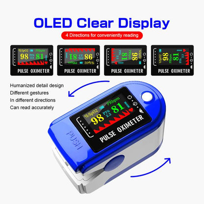 Fingertip Pulse Oximeter – Portable Blood Oxygen & Heart Rate Monitor with OLED Display for Home & Family Use