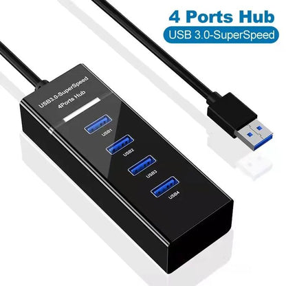4-Port USB 3.0 Hub – High-Speed Data Transfer Splitter Adapter for Laptop & PC
