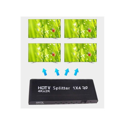 HDTV 1×4 HDMI Splitter – 4K UHD 3D Support, 1 Input to 4 Outputs, High-Performance Signal Distributor